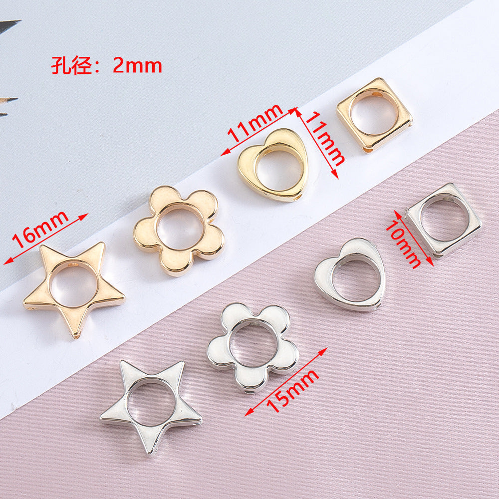 Hollow Geometry Acrylic Beads CCB Plastic Star Heart Flower 100pcs 2