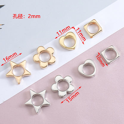 Hollow Geometry Acrylic Beads CCB Plastic Star Heart Flower 100pcs 2
