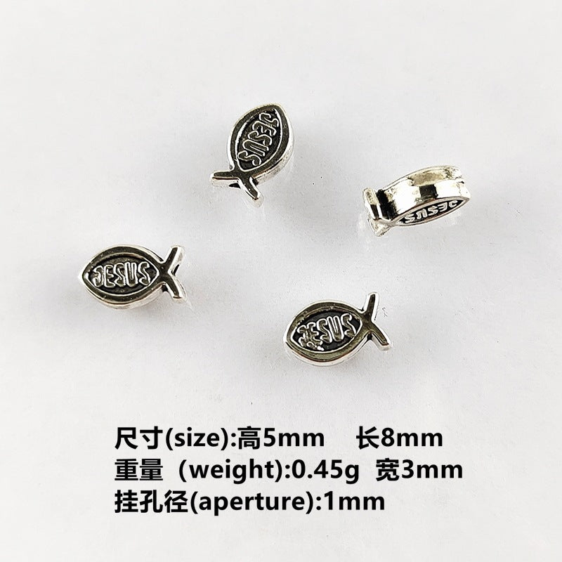 Fish Shaped Metal Beads 8mm Vintage Jesus Design 300pcs 6