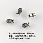 Fish Shaped Metal Beads 8mm Vintage Jesus Design 300pcs 6