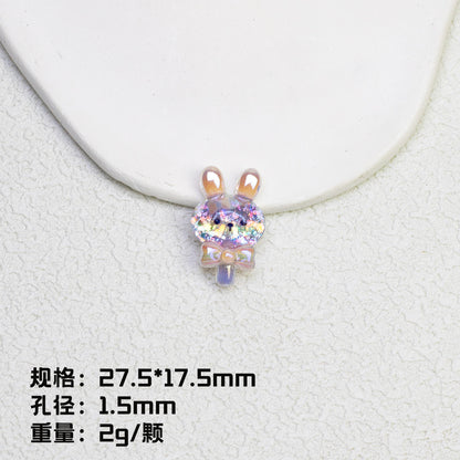 Glitter Bunny Lollipop Resin Beads 28mm Iridescent 10pcs 8
