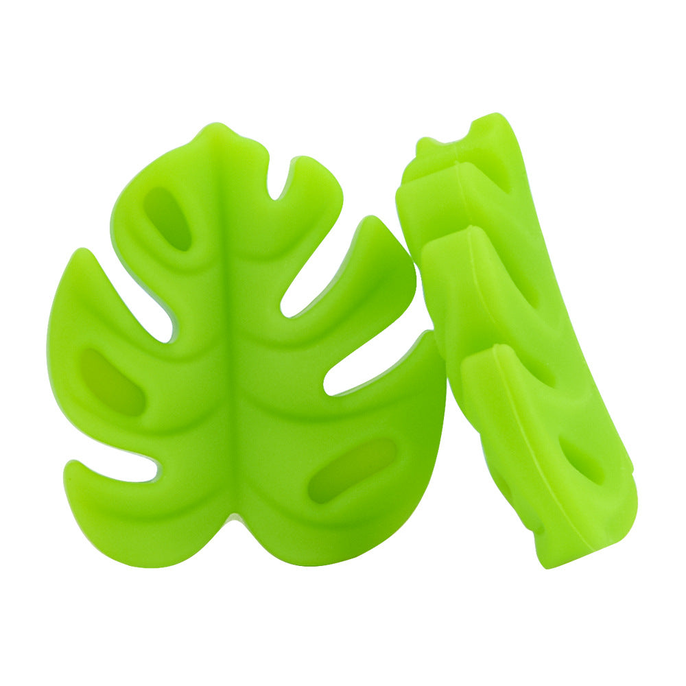 Silicone Focal Beads Leaf Soft Veined Upright Design 20pcs 7