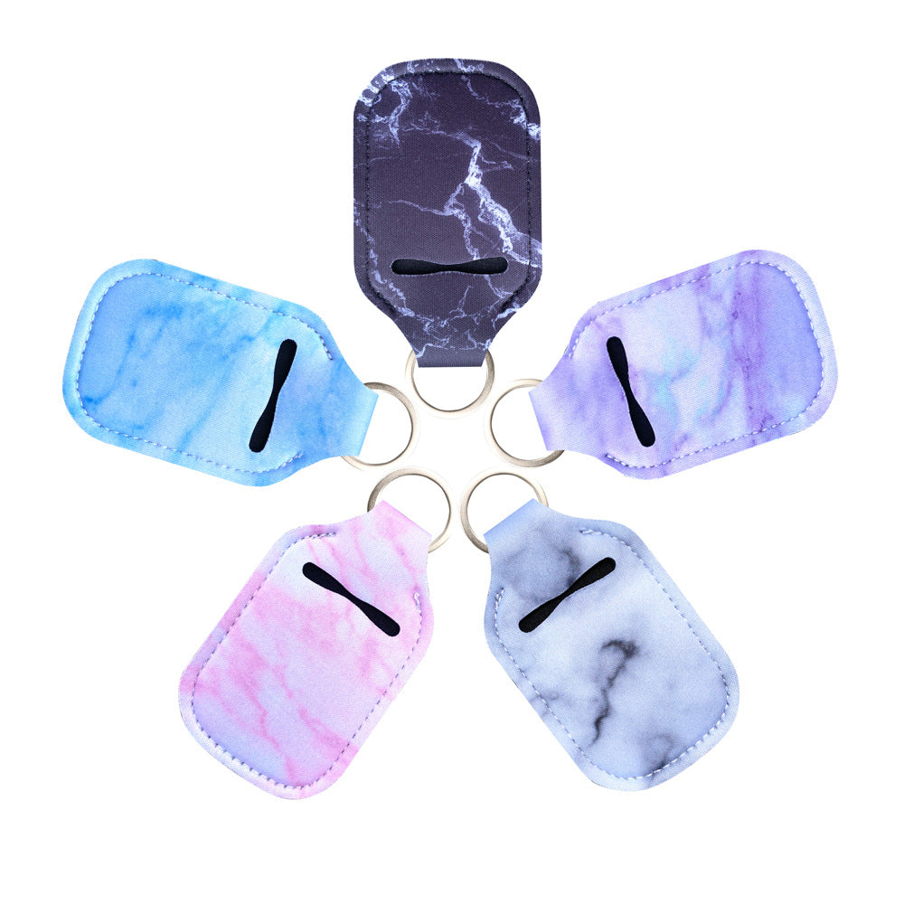 Marble Pattern Neoprene Chapstick Sanitizer Holder Keychain 10pcs 5
