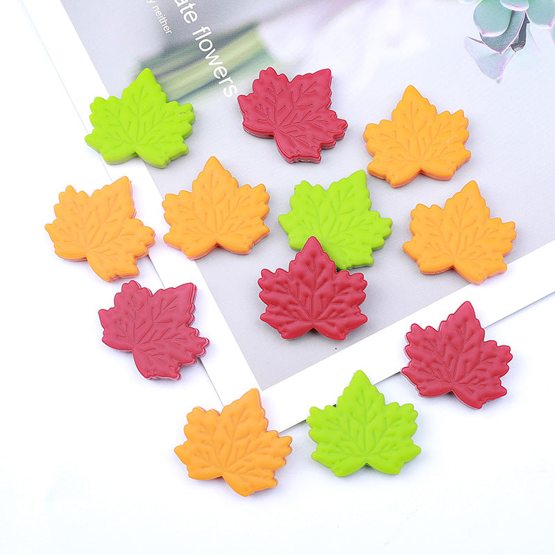 Silicone Focal Beads Maple Leaf Detailed Vein Patterns 20pcs 2