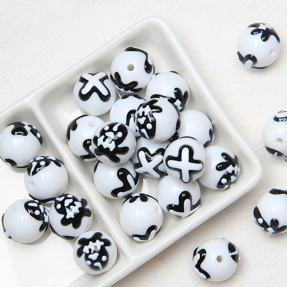Hand-Painted Halloween Pumpkin Ghost Acrylic Beads 16mm 10