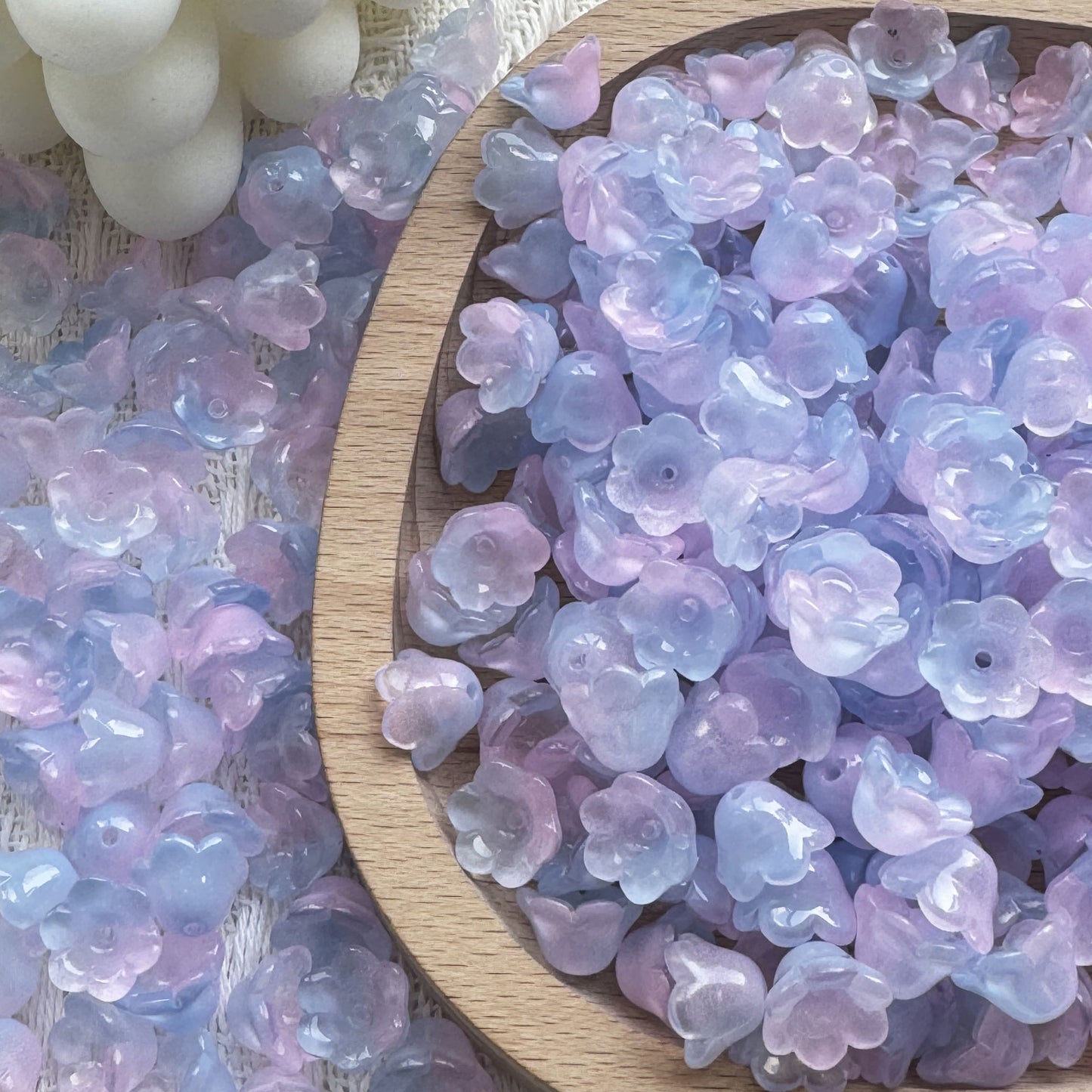 Vintage Lily-Shaped Glass Beads 8x12mm Pastel Translucent 30pcs 9