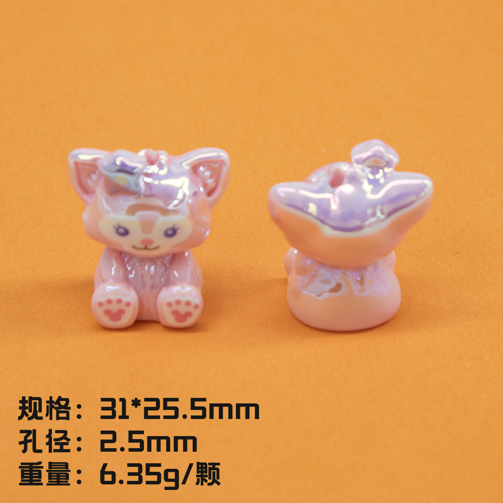 Plating 3D Animal Resin Beads Charming Glossy Disney Series 10pcs 7