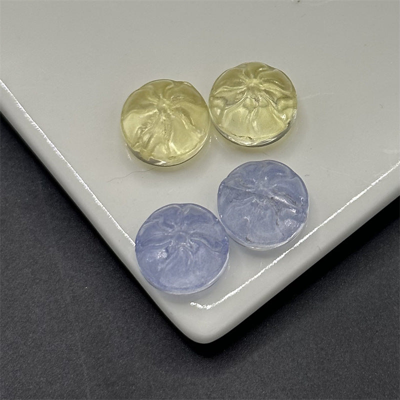 Small Steamed Bun Glass Beads 14mm Glossy Transparent Pastel 100pcs 3