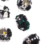 Halloween Barrel Clay Beads 26mm Skull Black Roses Pearl 5pcs 5