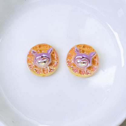 Plating Sanri Waffle Biscuit Resin Beads 13mm Glossy Gold 20pcs 9