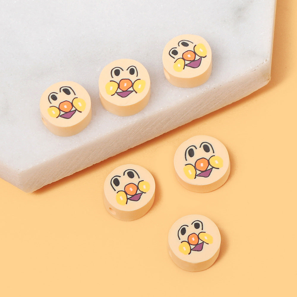 Flat Clay Beads 10mm Anime Character Bean Bun Man Polymer 100pcs 3