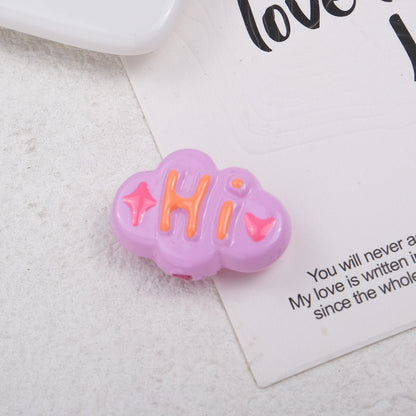Painted Cloud Stars Acrylic Beads 25x18x8mm Glossy Colorful 10pcs 9