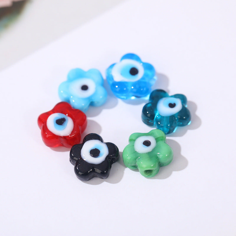 Lampwork Glass Beads Flower Shape 12mm Colorful Evil Eye 50pcs 2