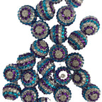 Striped Bubblegum Beads 16-22mm Blue Purple White Rhinestone 5pcs 4