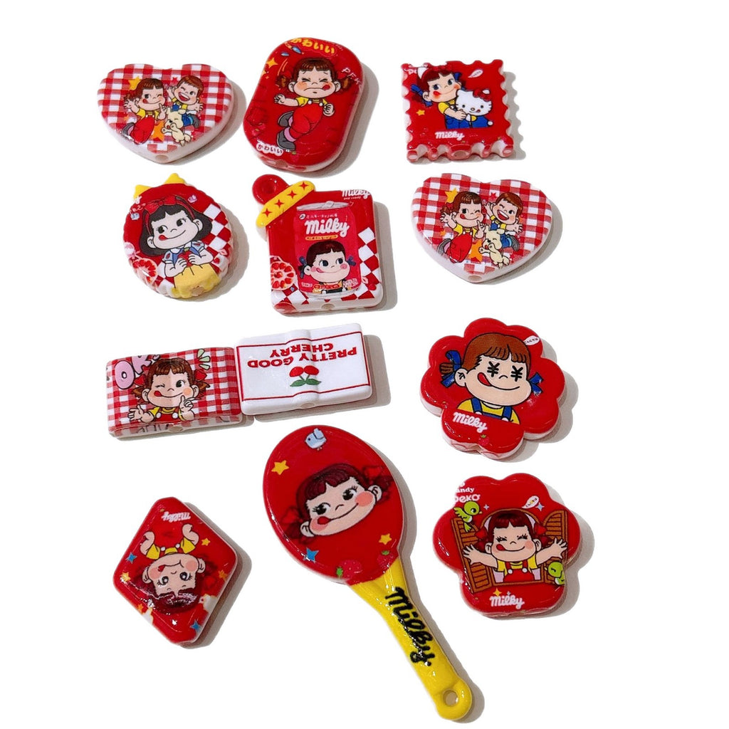 Mixed Shape Fujiy Girl Acrylic Beads Colorful Flat Cartoon 50pcs 5