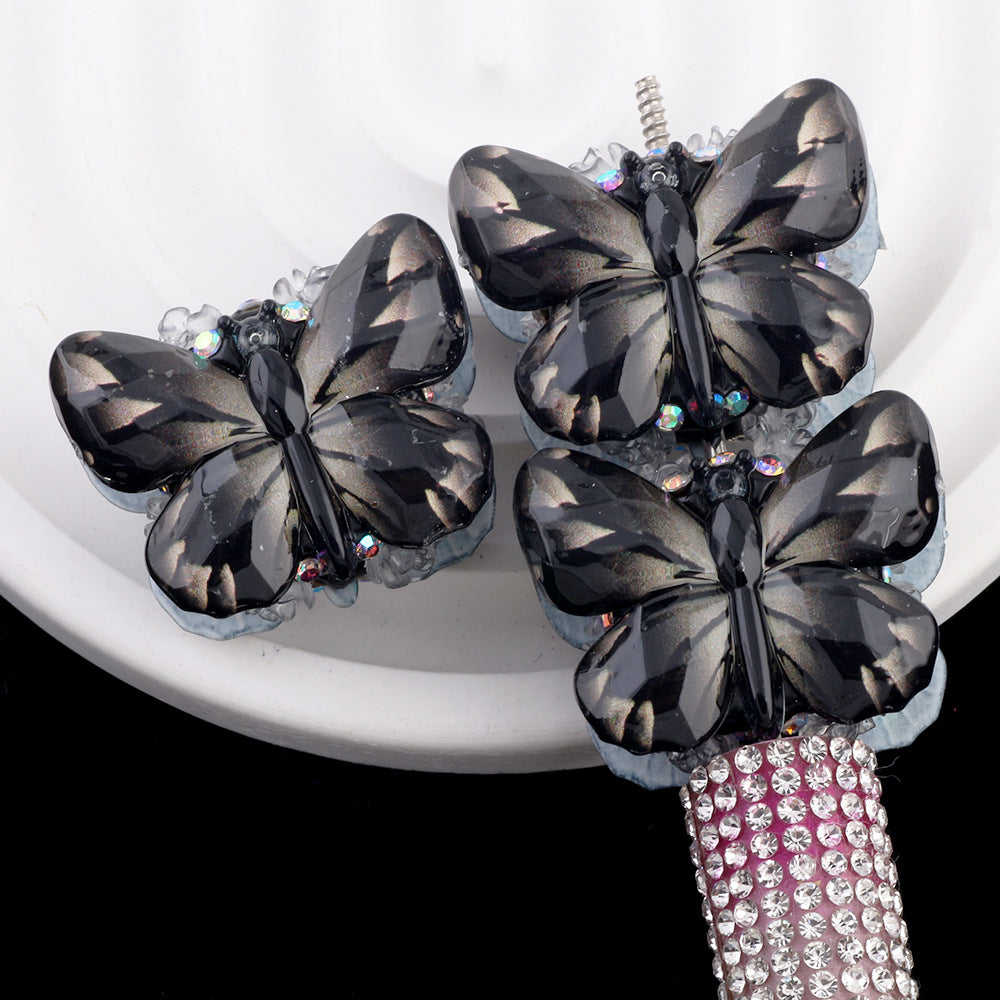 Vintage Radiant Butterfly Resin Beads 35mm Detailed Colorful 2pcs 13