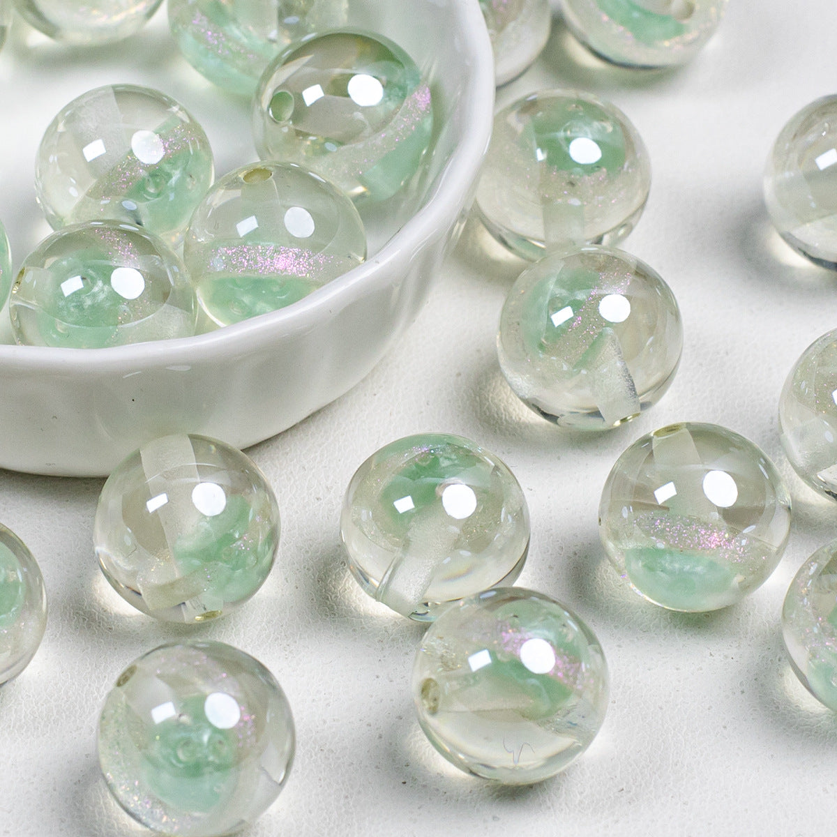 Clear Planet Halo Round Resin Beads 16mm Multicolor 10pcs 9