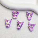 Glossy Purple Kuromi Resin Beads 10pcs Vibrant Floral Details 11