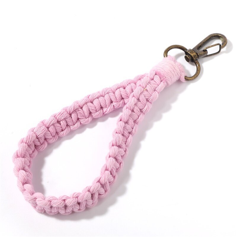 Woven Cotton Rope Wristlet Keychain Pastel Autumn Colors 14