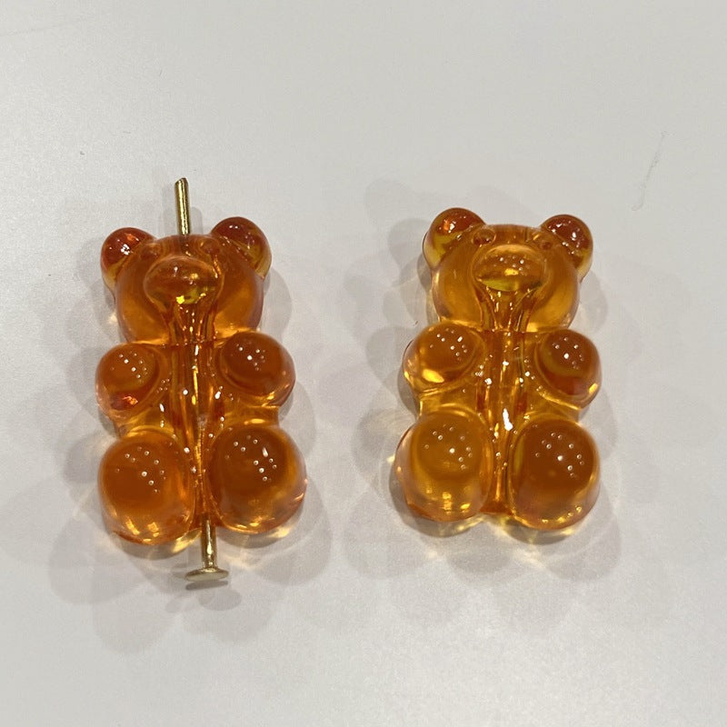 Clear Candy Colored Teddy Bear Acrylic Beads 12x18mm 10pcs 7