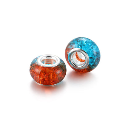 Acrylic Round Spacer Beads 14mm Gradient Two-Color Imitation Crack 100pcs 14