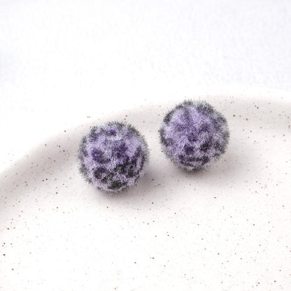 Flocking Leopard Acrylic Round Beads 15mm Colorful Mixed 20pcs 8