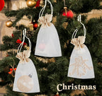 Organza and Burlap Patchwork Drawstring Bags Rustic Style 30pcs 10x15cm