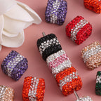 Polymer Clay Cube Rhinestone Beads 24mm Waistline Sparkle 5pcs