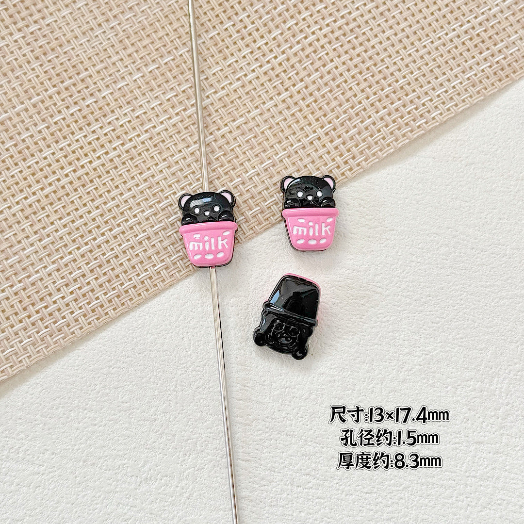 Baking Painted Good Sign and Teacup Bear Metal Beads 17mm 10pcs 21