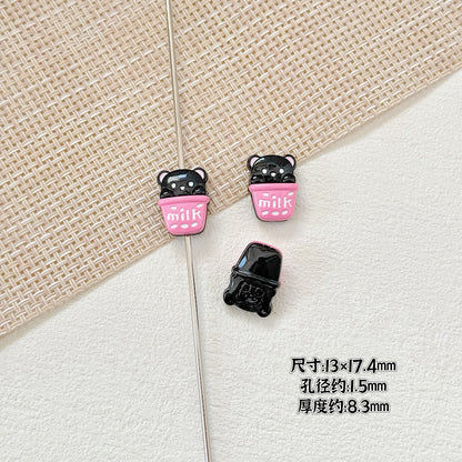 Baking Painted Good Sign and Teacup Bear Metal Beads 17mm 10pcs 21