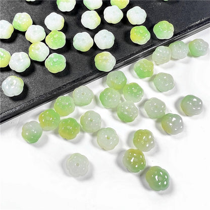 Czech Glass Beads Pumpkin 8mm x 6mm Green Jade Color 50pcs 11