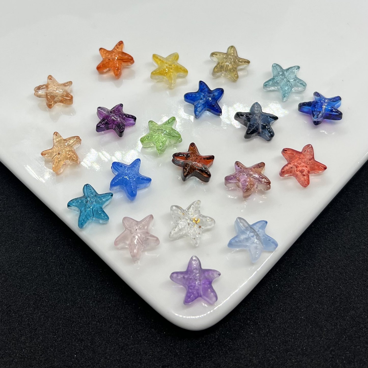Czech Glass Sea Star Glass Beads 14mm Translucent Colors 100pcs