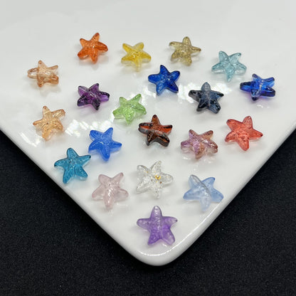 Czech Glass Sea Star Glass Beads 14mm Translucent Colors 100pcs