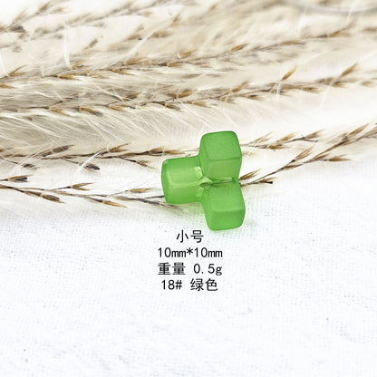 Matte Square Acrylic Beads 10-12mm Tetris Shape Mixed Colors 50pcs 15