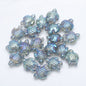 Electroplated Turtle Glass Beads 14X18mm Transparent Rainbow 20pcs 16