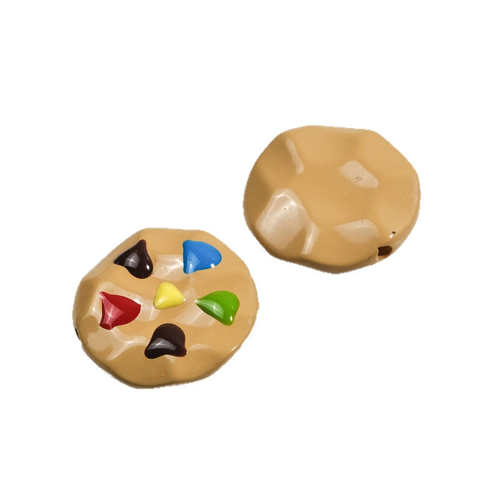 Painted Cookies Acrylic Beads 25mm Colorful Baking Design 50pcs 5