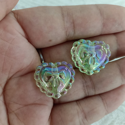 Transparent UV Plating Bow Heart Acrylic Beads 22mm 100pcs 11