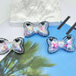 Hand Painted Bow Acrylic Beads 40mm Colorful Heart Design 5pcs 9