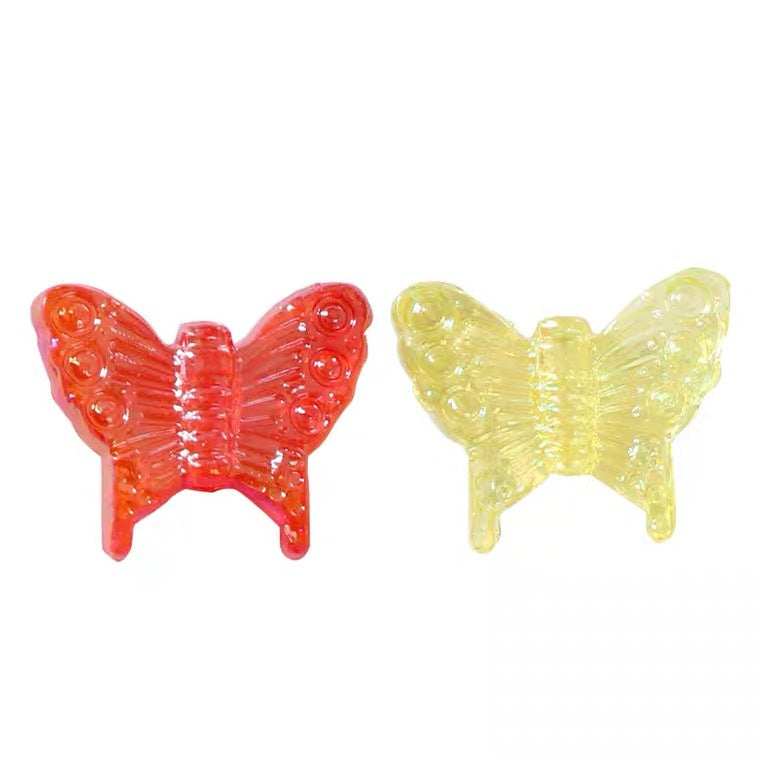 Transparent Butterfly Acrylic Beads 16mm UV Plating Summer 30pcs 5