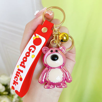 Acrylic Cartoon Bear Keychain Electroplated Finish Cute Charm 9