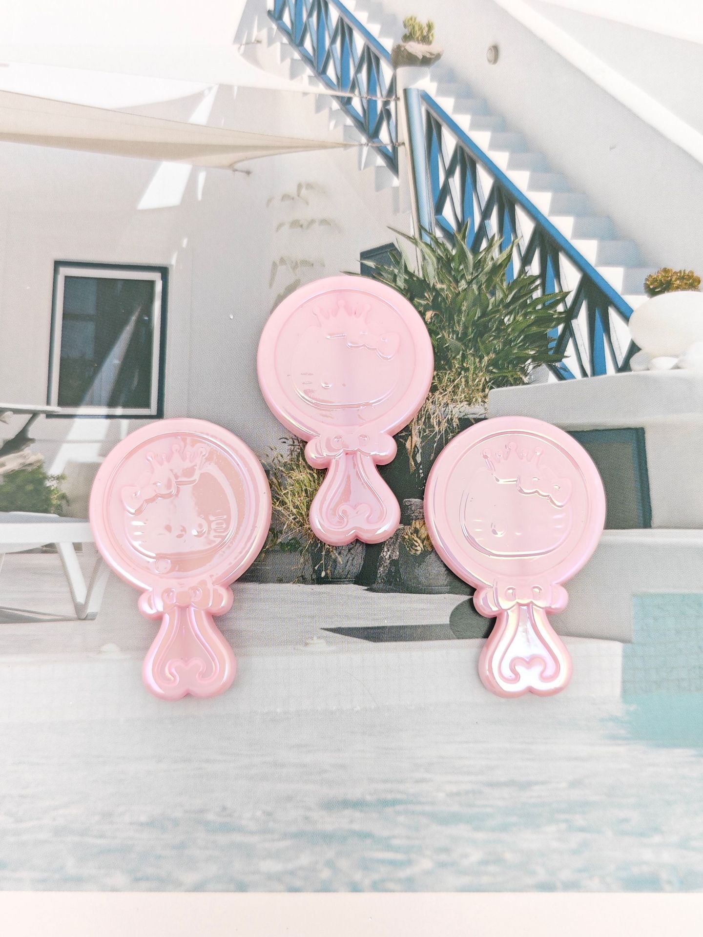 Plating KT Mirror Acrylic Beads 40mm Rounded Embossed Faces 50pcs 7