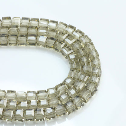 Square Glass Beads 4mm Transparent Clear Cube 100pcs 13