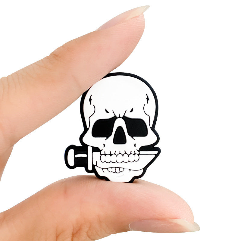 Silicone Focal Beads Halloween Knife Bones Skull with Knife 20pcs 3