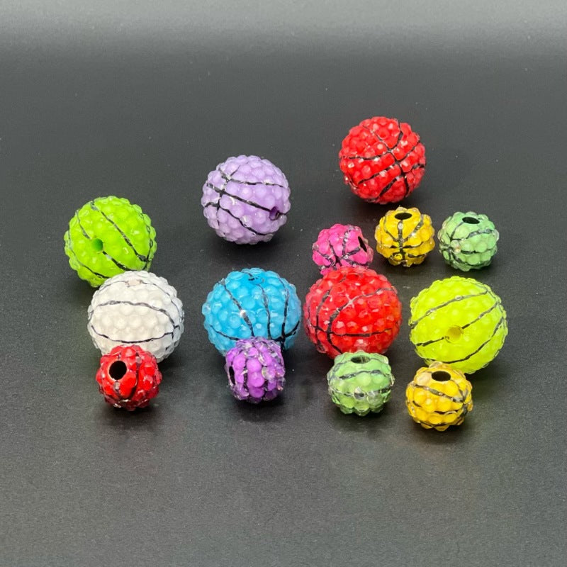 Sports Bubblegum Beads 20mm Basketball Pattern Acrylic 25pcs 2