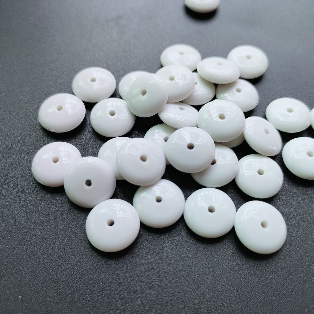 Acrylic Flat Spacer Beads 10mm 12mm Solid White 100pcs