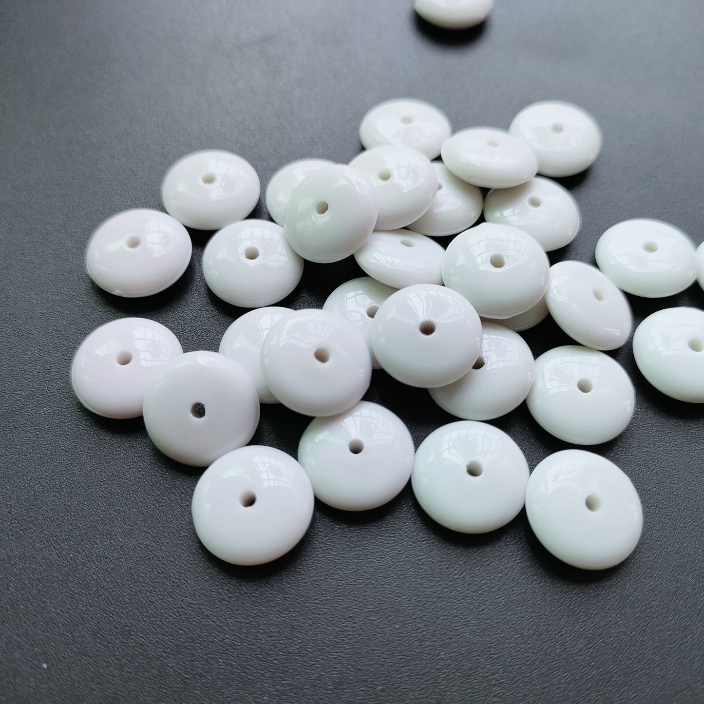 Acrylic Flat Spacer Beads 10mm 12mm Solid White 100pcs