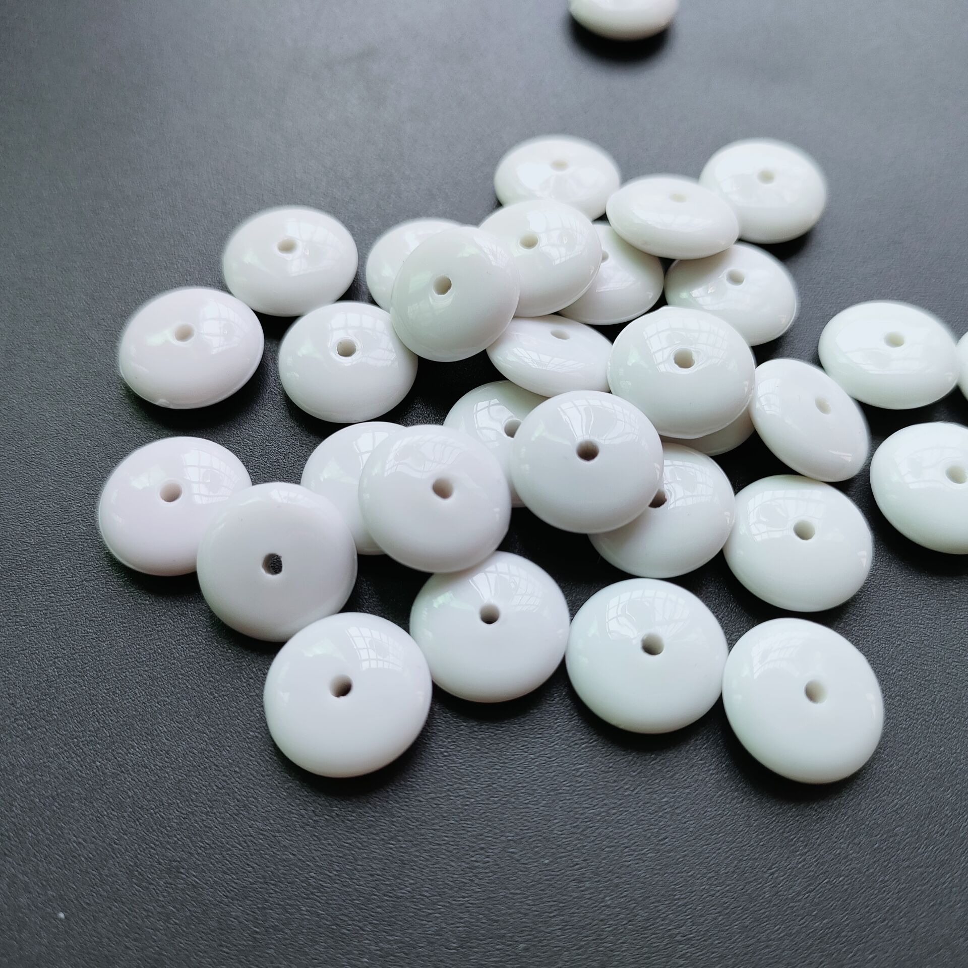 Acrylic Flat Spacer Beads 10mm 12mm Solid White 100pcs