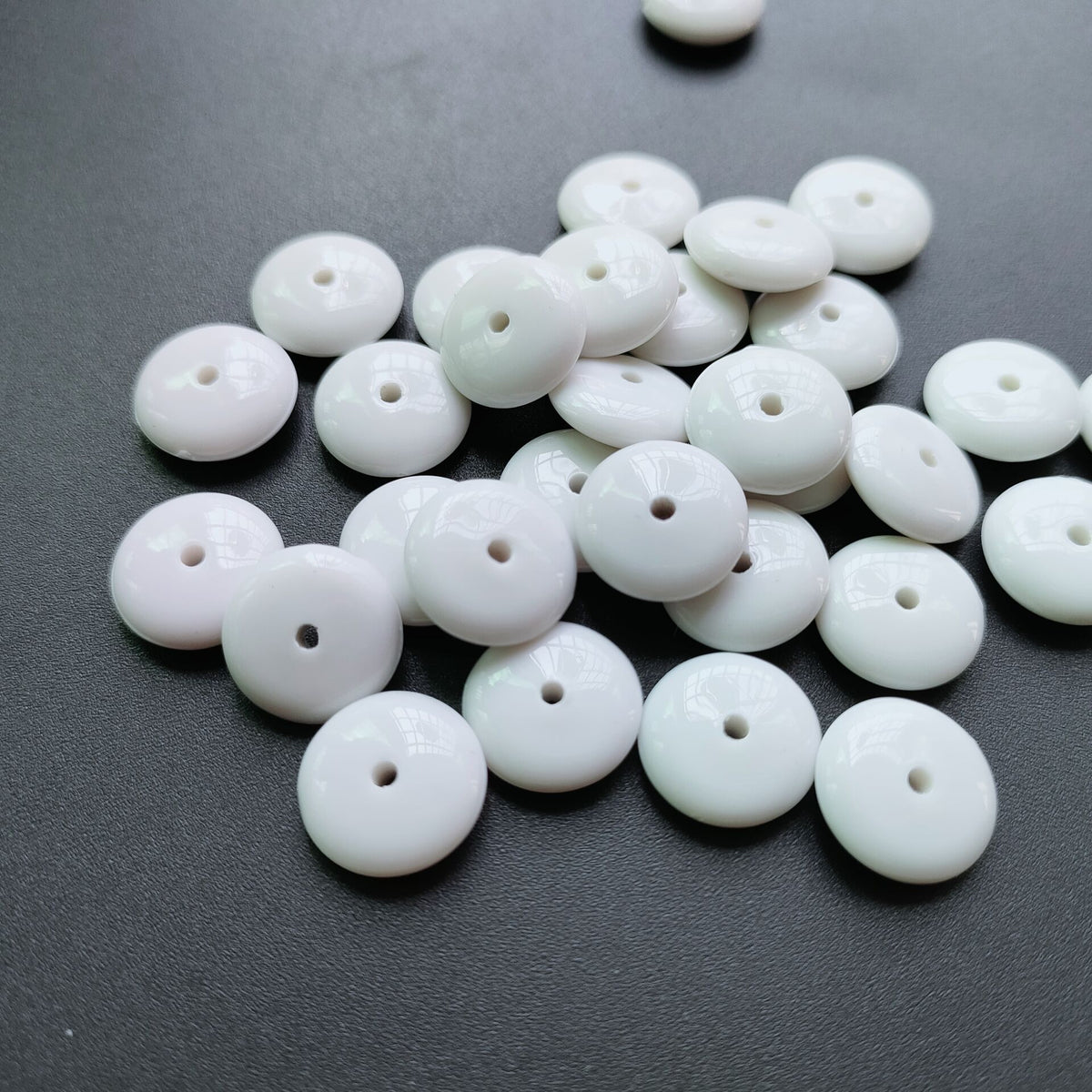 Acrylic Flat Spacer Beads 10mm 12mm Solid White 100pcs