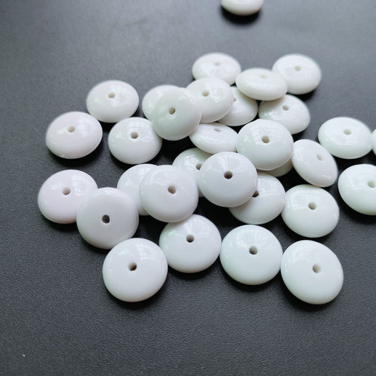 Acrylic Flat Spacer Beads 10mm 12mm Solid White 100pcs