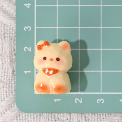 Glossy 3D Kitten Resin Beads 24-27mm Adorable Pastel 10pcs 8